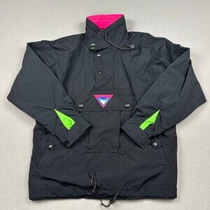 Vintage OSI Skiwear Jacket Men Medium Black Neon Colorblock Anorak Snowboard M